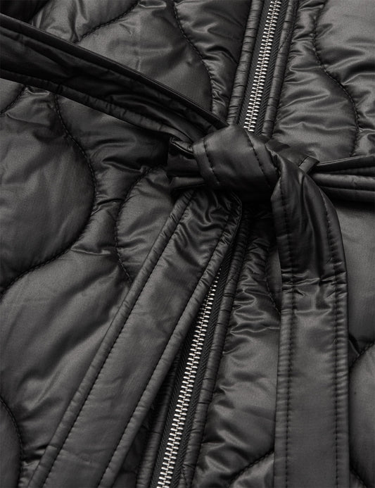 Shiny Ripstop Lizzo Coat, Black