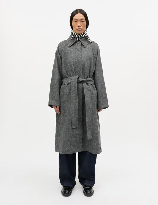 Bond Wool Ingeborg Coat, Dark Grey Melange