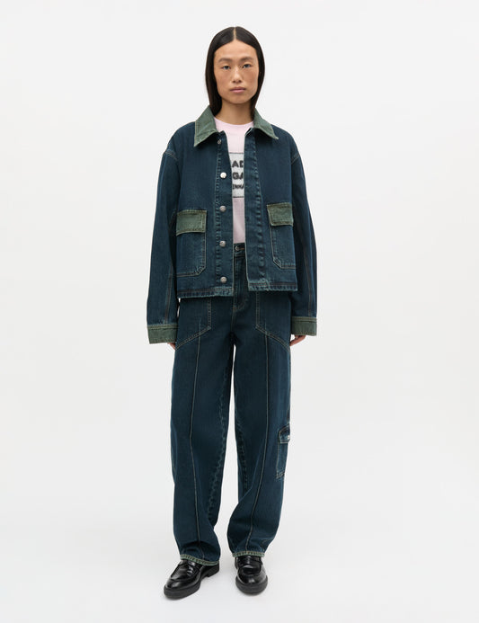 Double Denim Solar Jacket, Blue/Green Dye