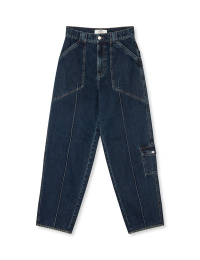 Double Denim Pam Jeans, Blue/Green Dye