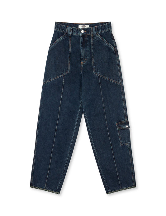 Double Denim Pam Jeans, Blue/Green Dye