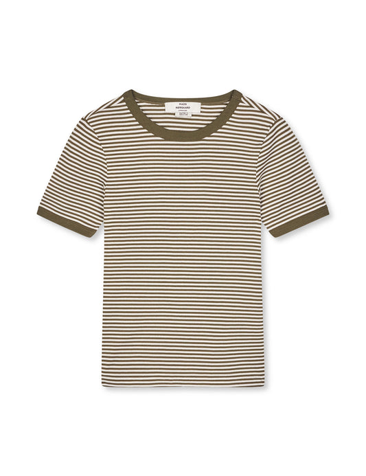 Grace Jersey Stripe June Tee, White/Tarmac