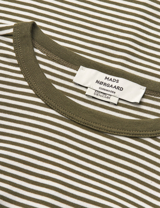 Grace Jersey Stripe Camille Tee LS, White/Tarmac