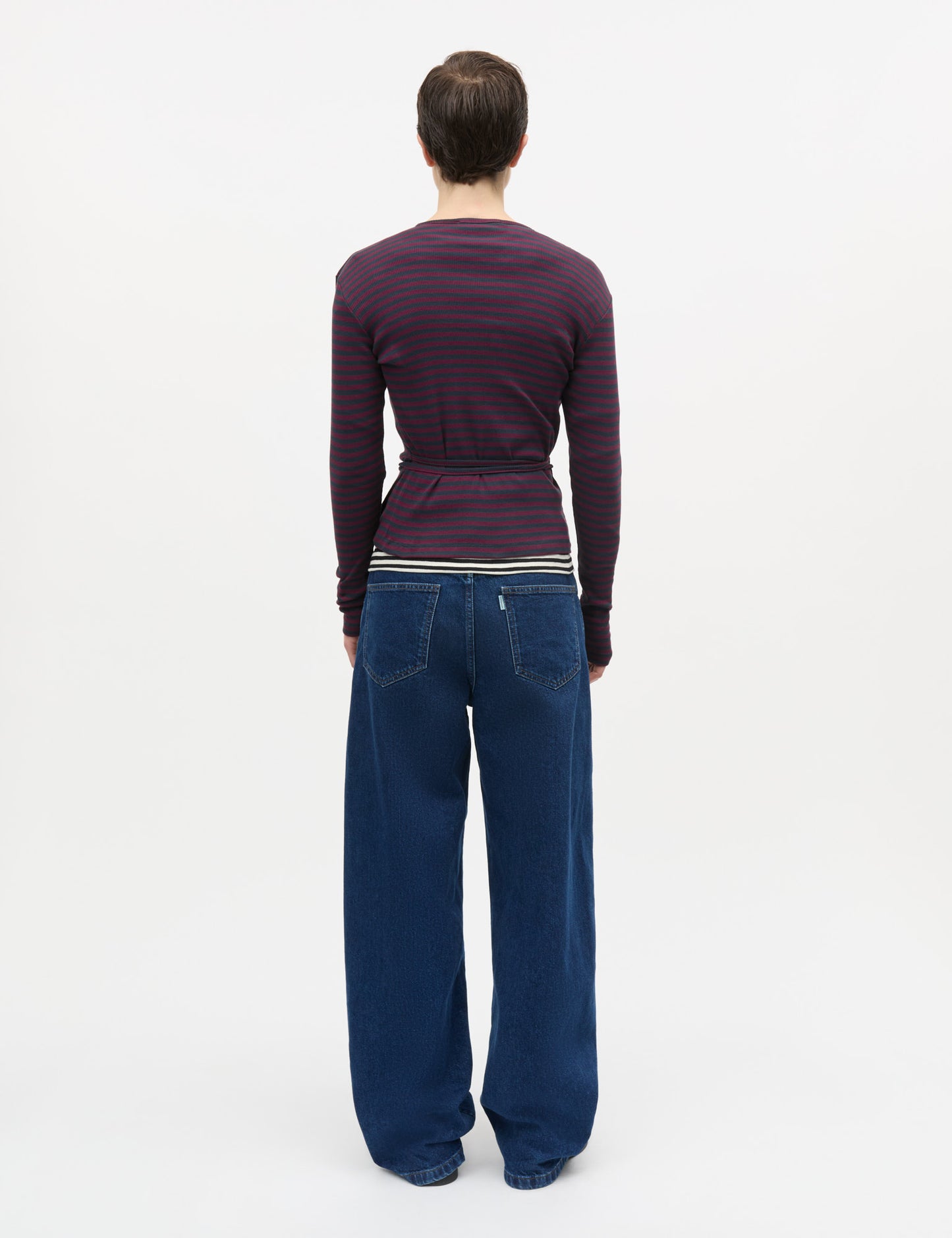 2x2 Cotton Stripe Susi LS Top, Sky Captain/Winetasting