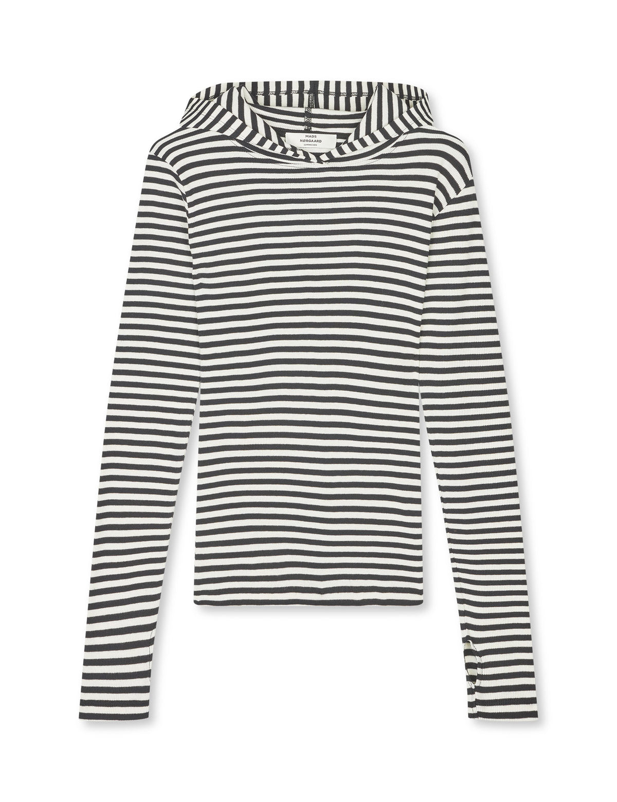 2x2 Cotton Stripe Tutti Hood, Black/Vanilla Ice