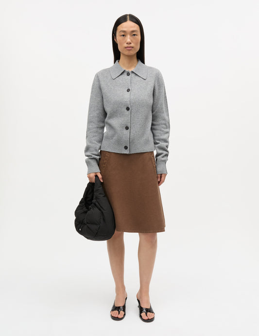 Yota Knit Katrine Cardigan, Light Grey Melange/Dark Grey M