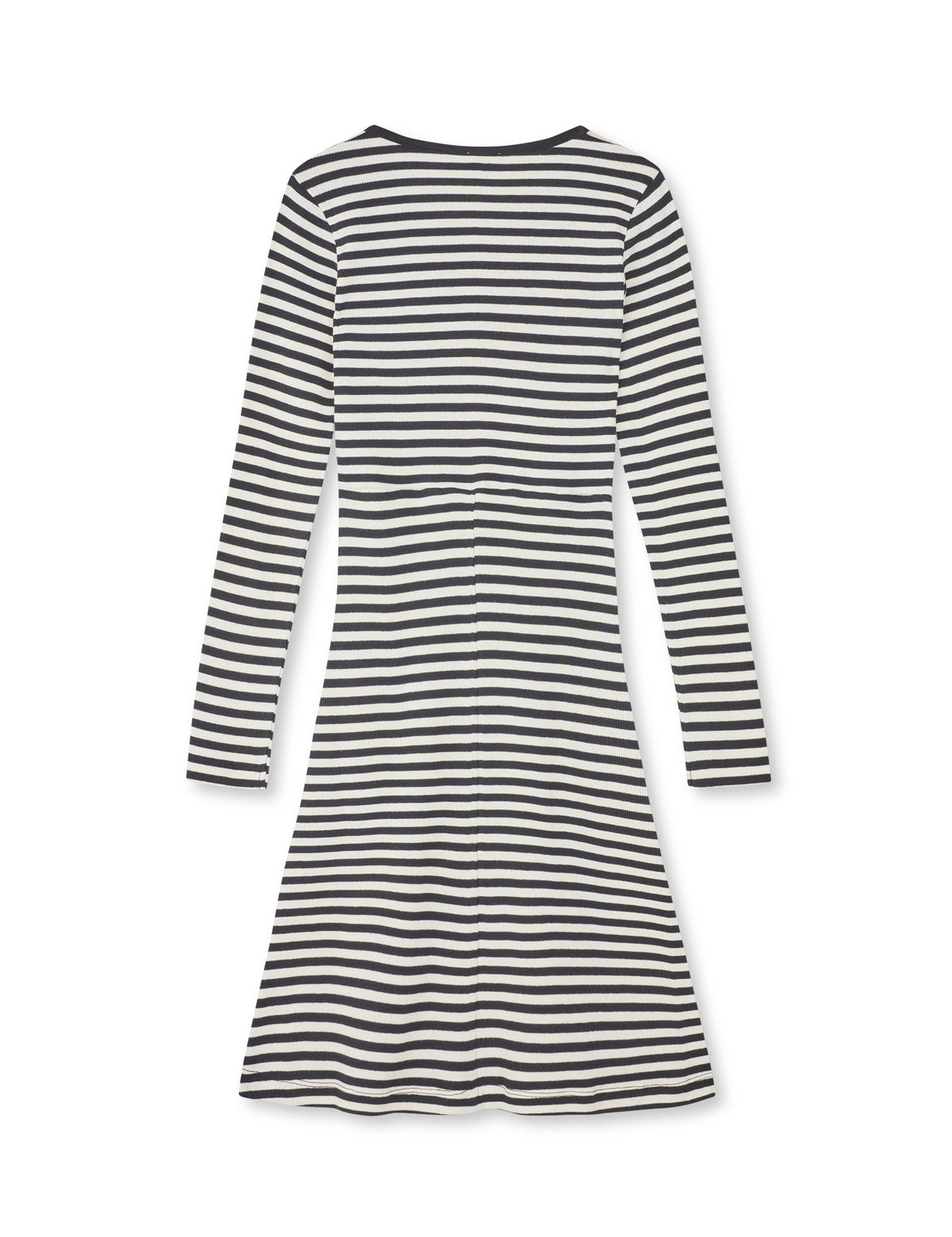 2x2 Cotton Stripe Cille Dress, Black/Vanilla Ice
