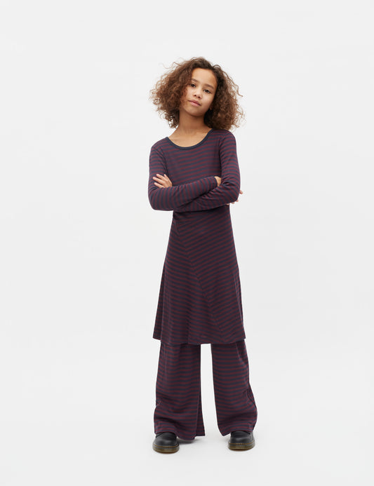 2x2 Cotton Stripe Cille Dress, Sky Captain/Winetasting