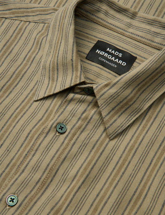Flannel Stripe Sune Shirt, Overland Trek/Sky Captain/Tama