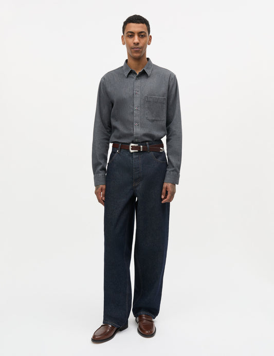 Sky Denim Sune Shirt, Mid Black Wash
