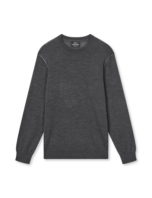 Merino Wool Contrast Jules Knit, Charcoal Melange