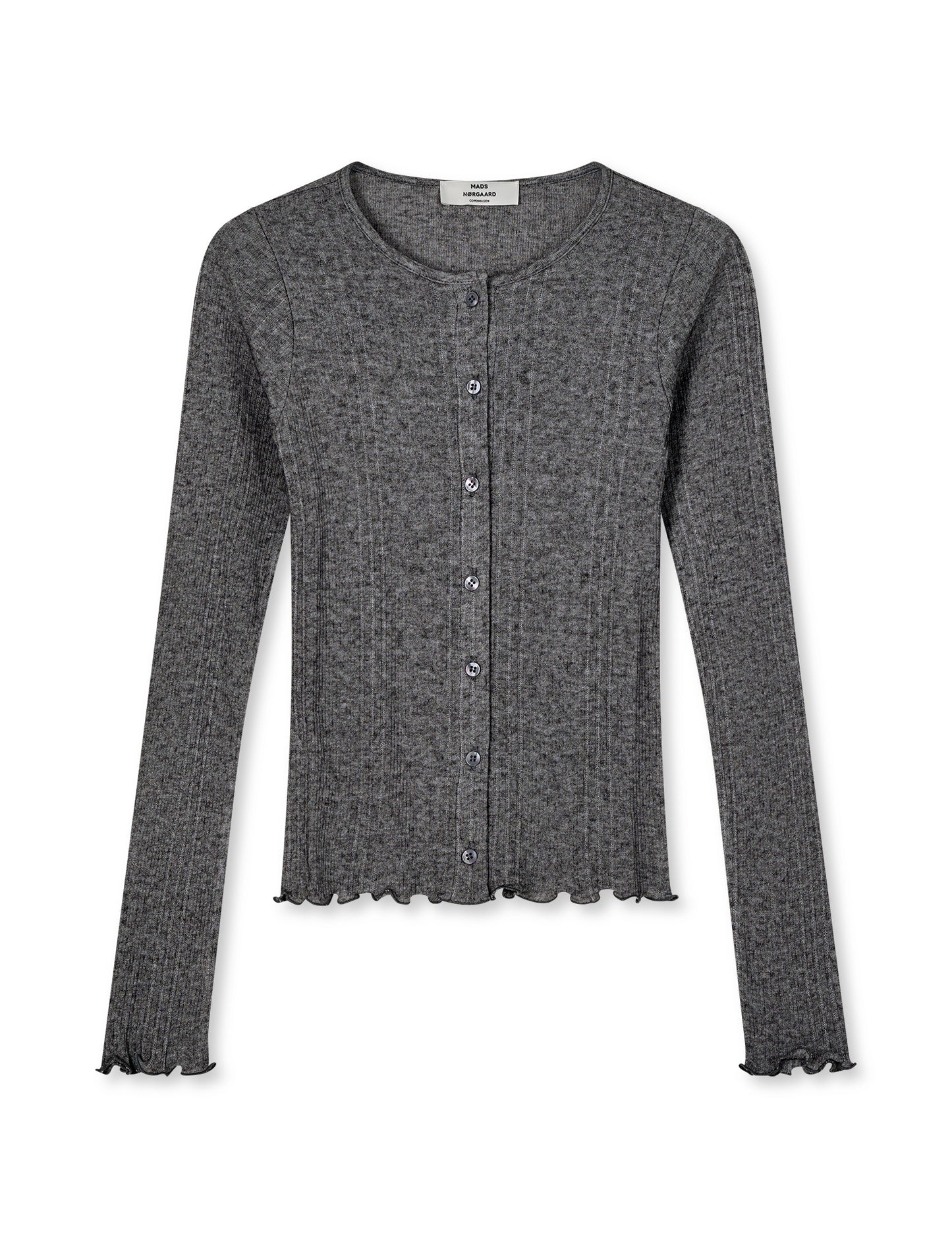 Point Wool Amy Cardigan, Dark Grey Melange