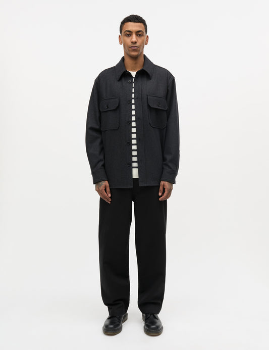 Cotton Twill Henry Pants, Black