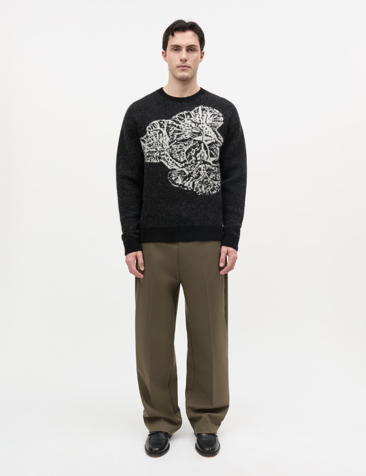 Alpaca Wool Vilhelm Flower Knit, Black