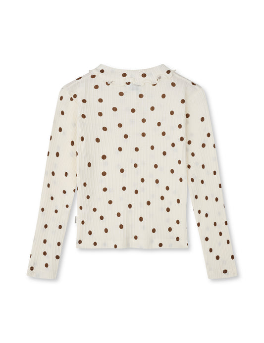 Pointella Lakita Polo Tee L/S AOP, Vanilla Ice/Cocoa