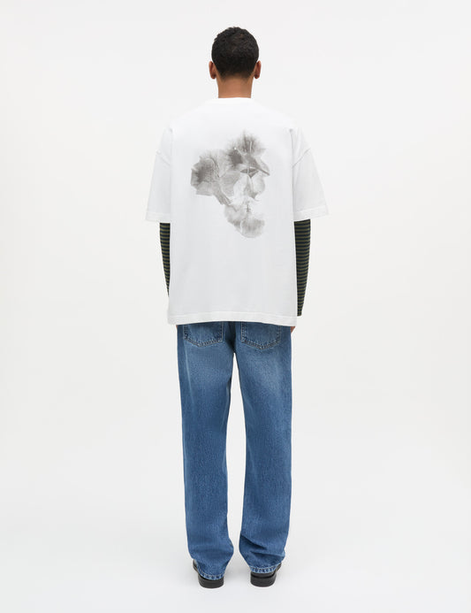 Open-End Dye Big Flower Tee, White