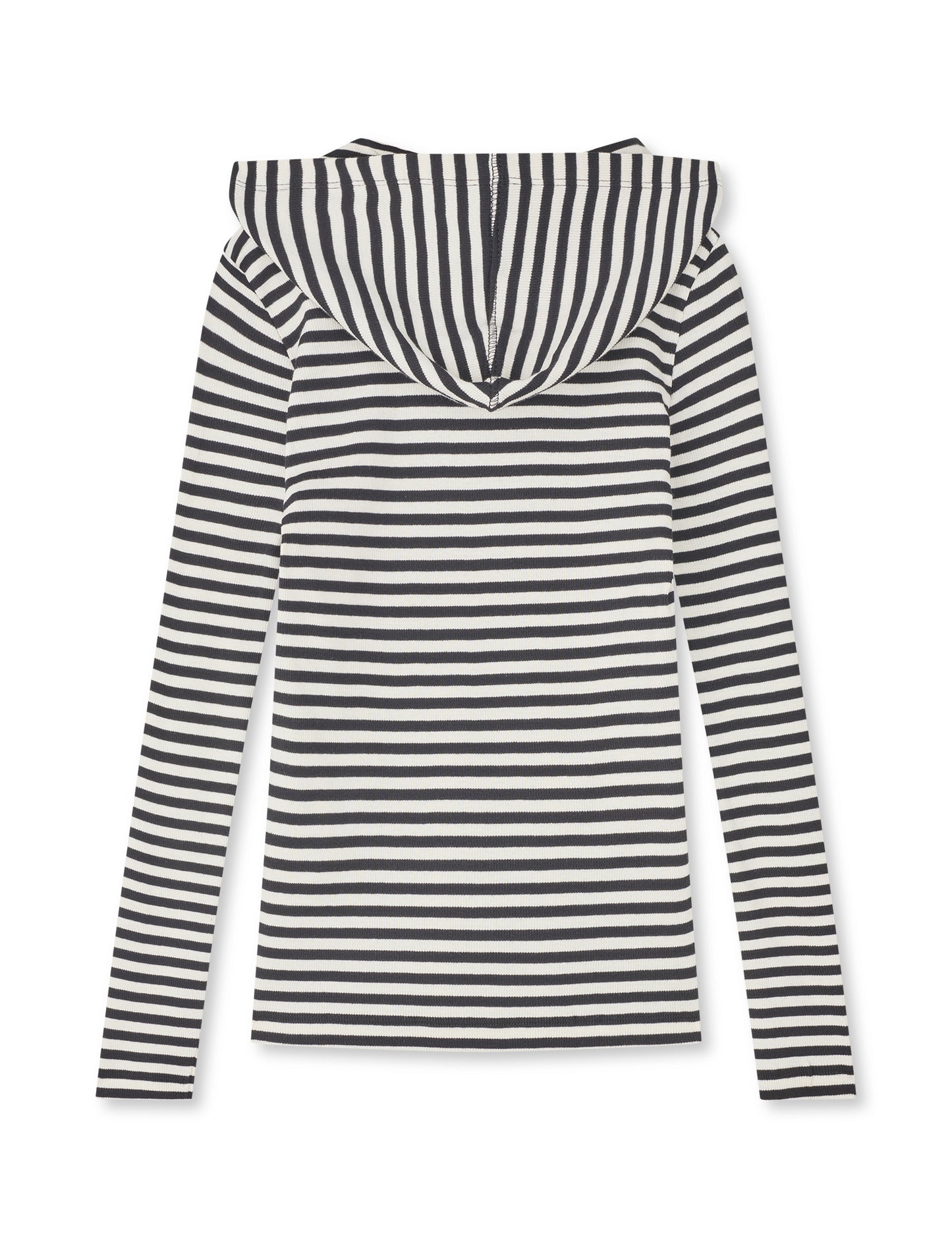 2x2 Cotton Stripe Tally Hoodie, Black/Vanilla Ice