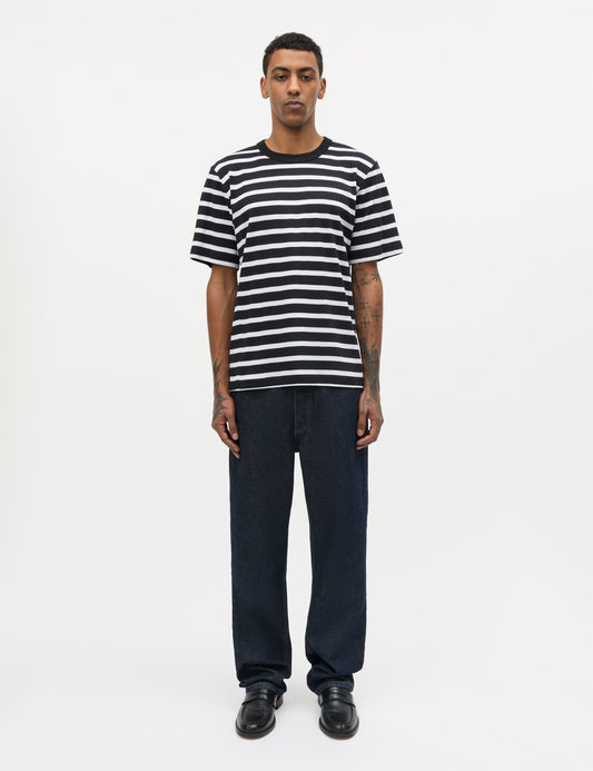 Klassik Rib Stripe Esben Tee, Black/White