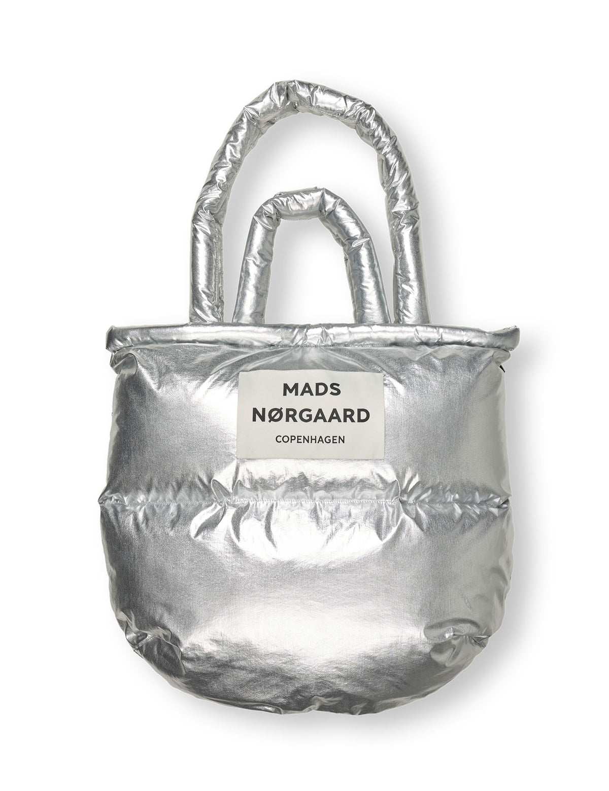 Metallic Nylon Pillow Bag, Silver