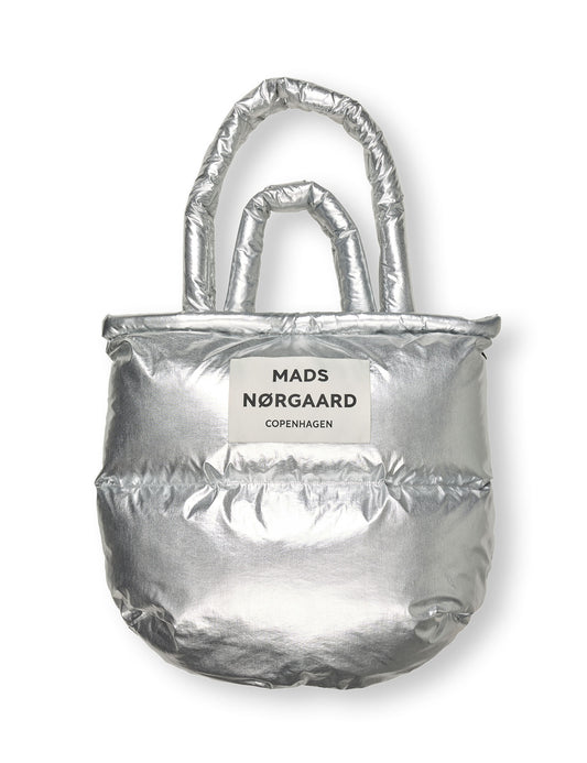Metallic Nylon Pillow Bag, Silver