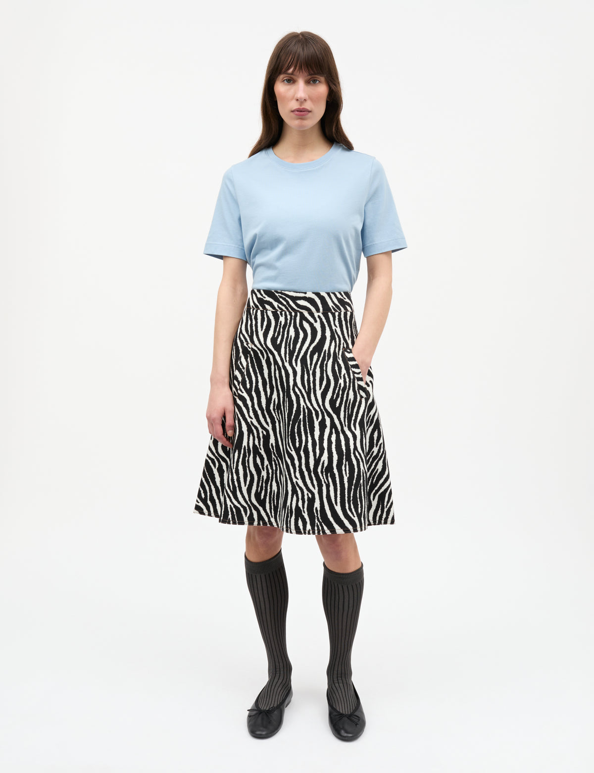 Mock Twill Stelly AOP Skirt, Zebra