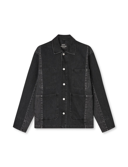 Salvo Denim Reworked Chore Jacket, Black Stone Wash