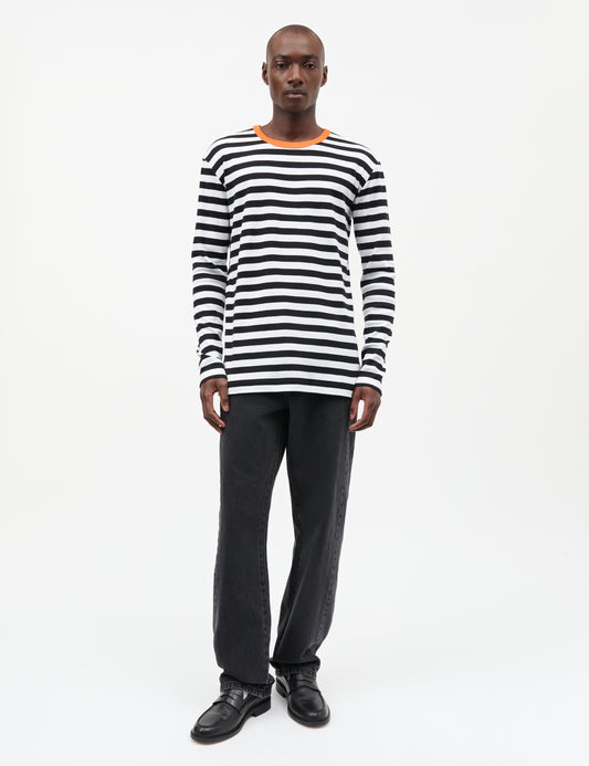Midi Rib Tobias Tee LS, Black/White