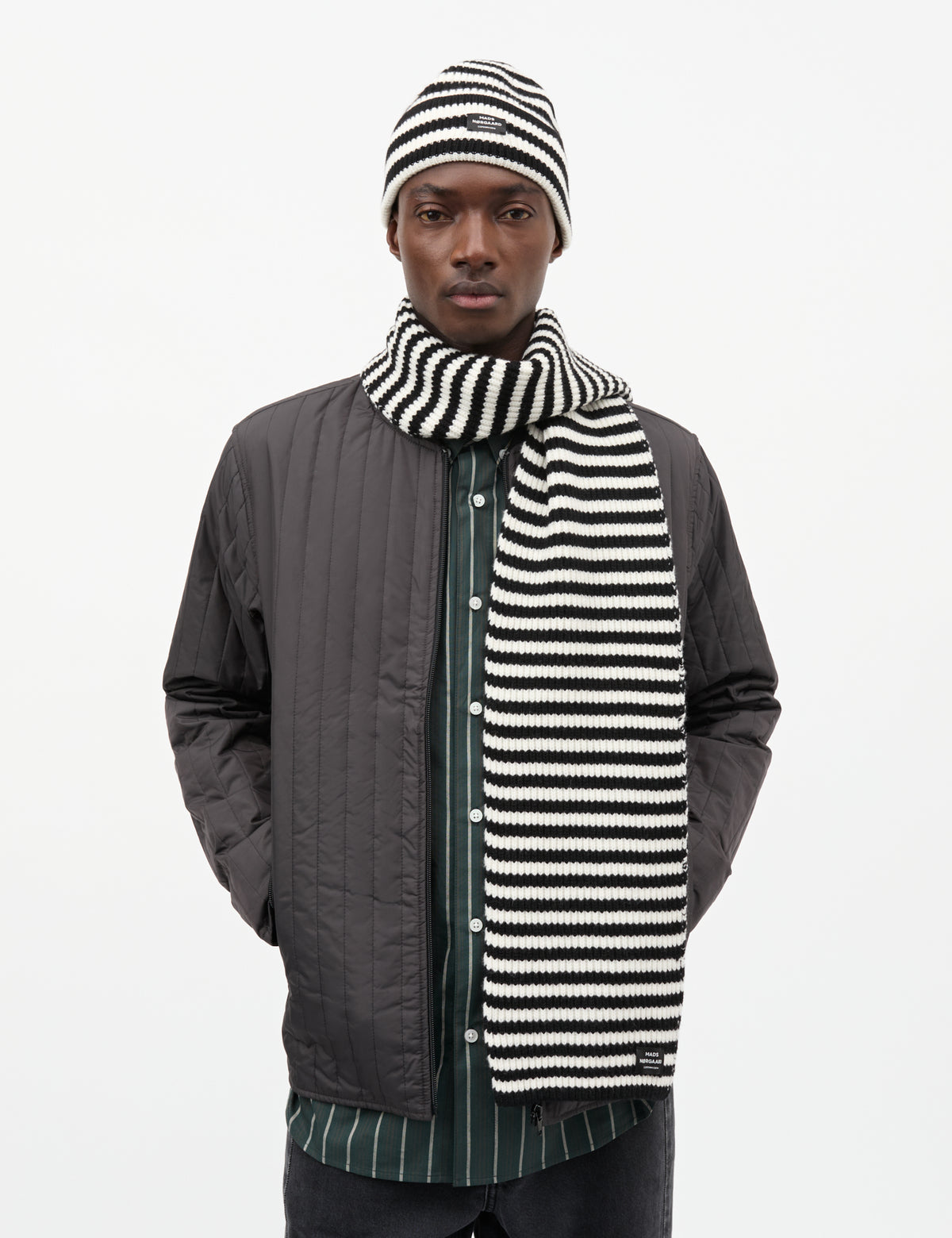 One Wool Basil Scarf, Black/White