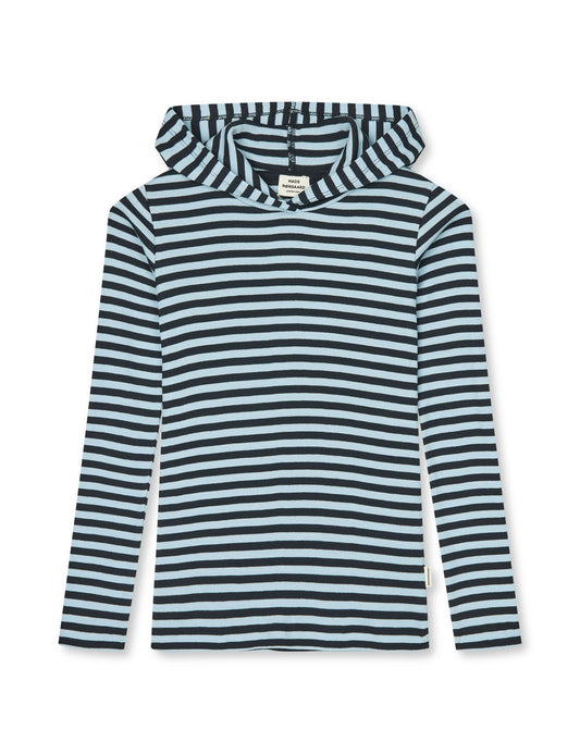 2x2 Cotton Stripe Tally Hoodie, Cerulean/Sky Captian