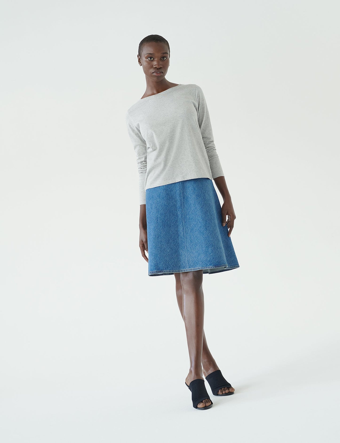 Fine Jersey Tenna Tee LS FAV, Light Grey Melange