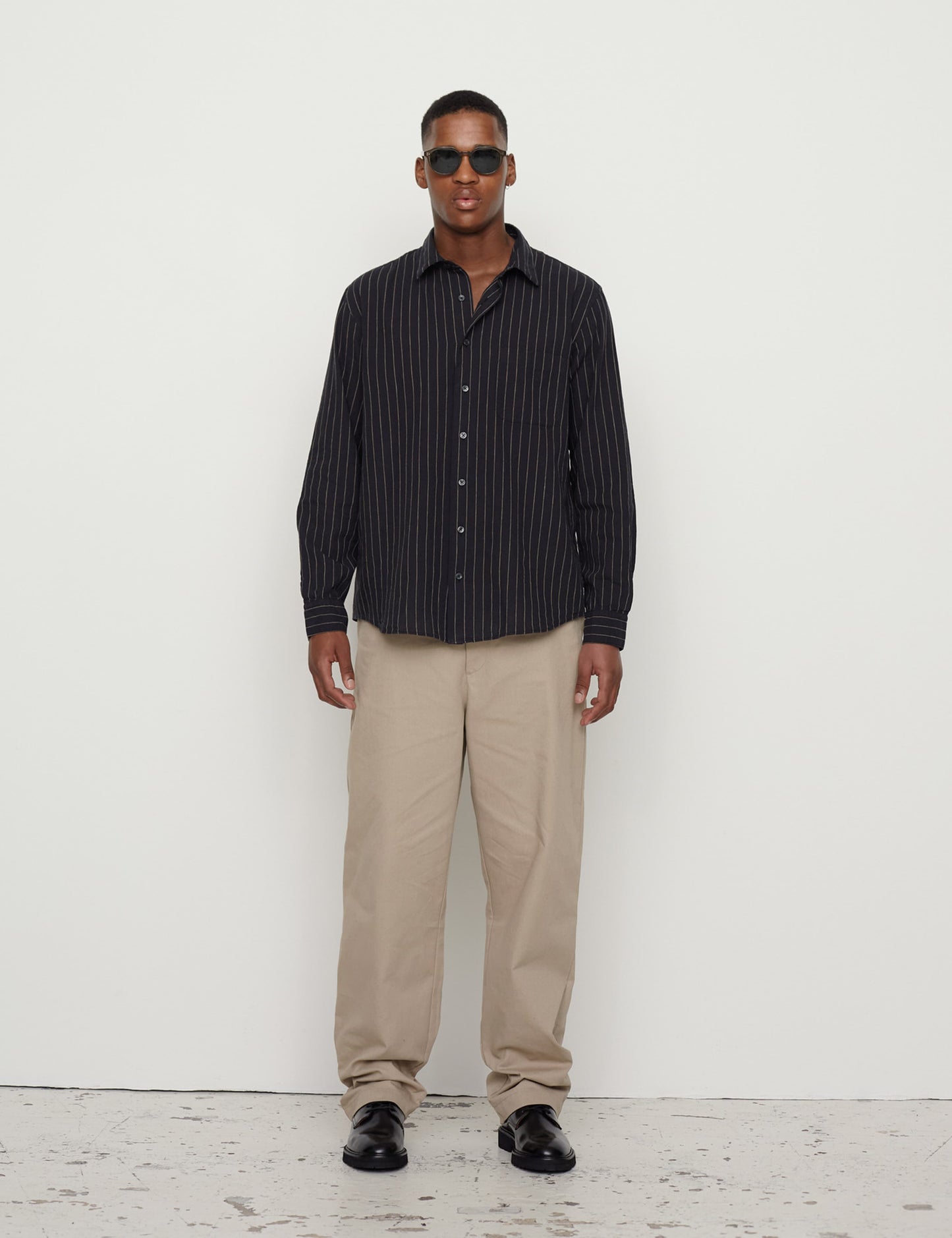 Cotton Linen Malte Shirt, Black/Vintage Khaki